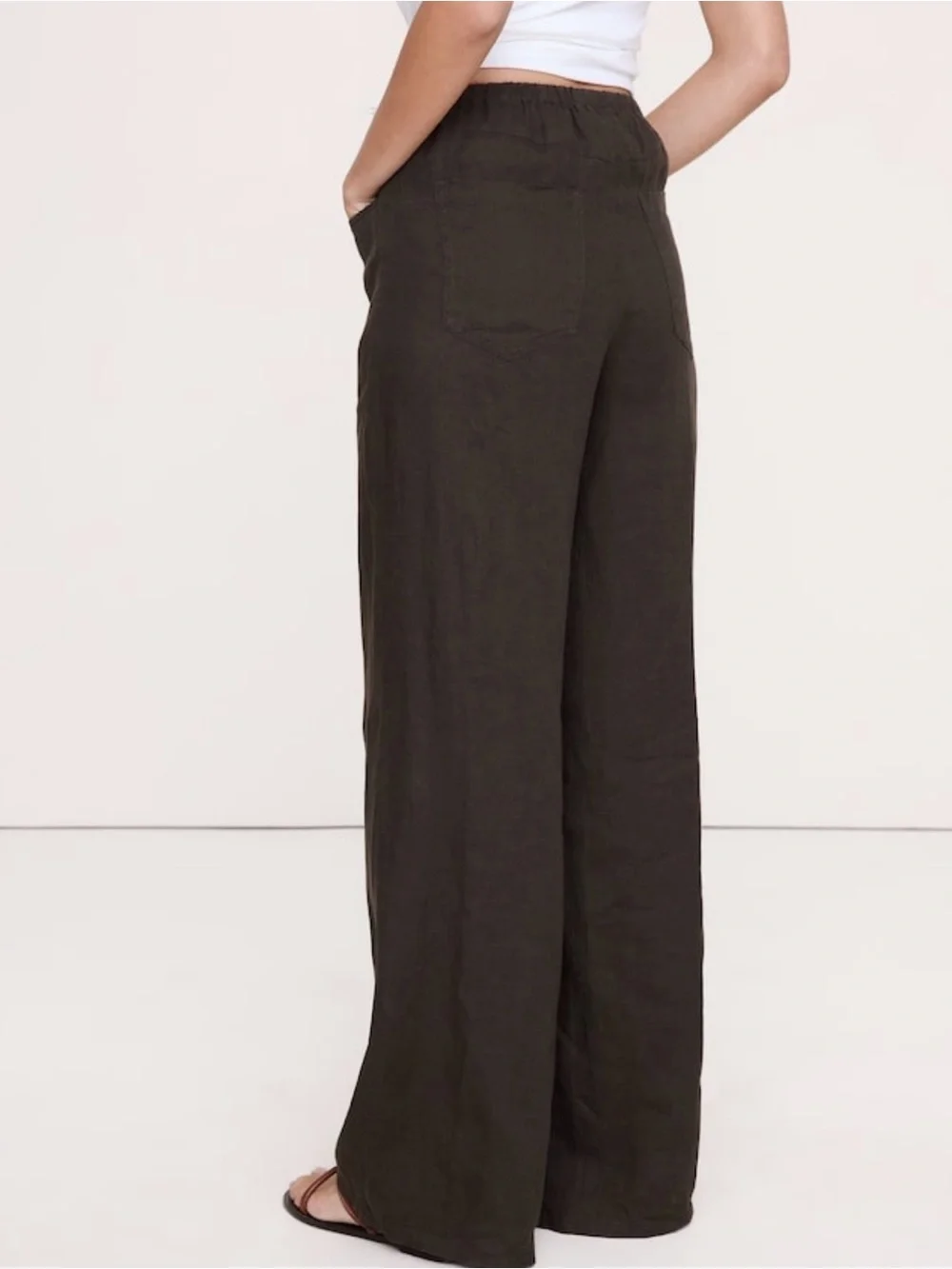 NWT Banana Republic Studio Wide Leg Linen Brownstone Pant Sz S  (#875181)
